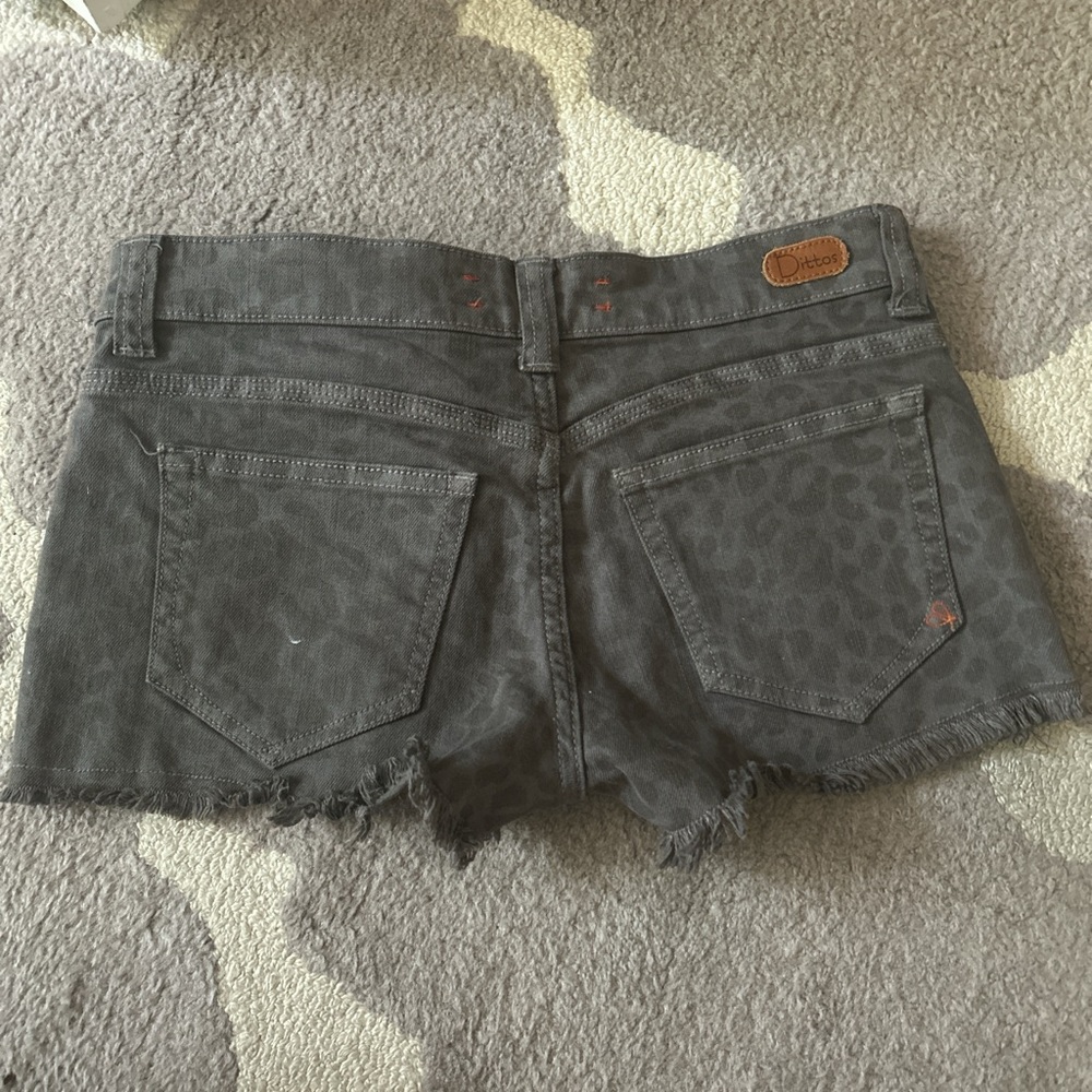 Dittos Charcoal Leopard Print Jean Shorts